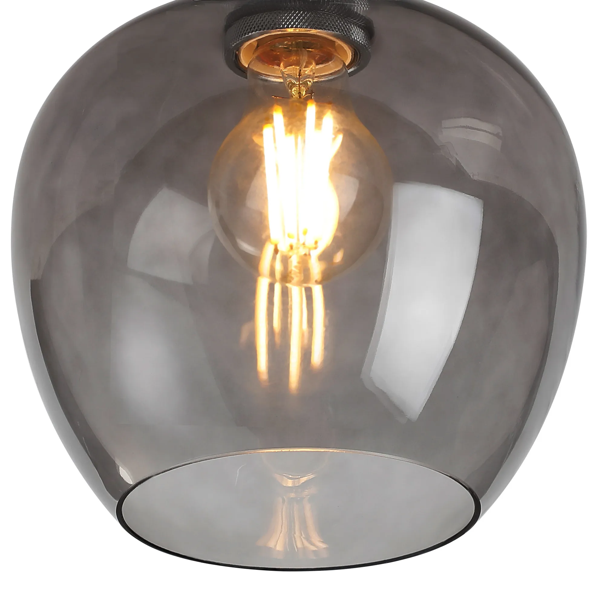 Cawdor Flush Fitting; 1 Light E27; Polished Chrome/Smoke Wine Glass DK1126  Deco Cawdor